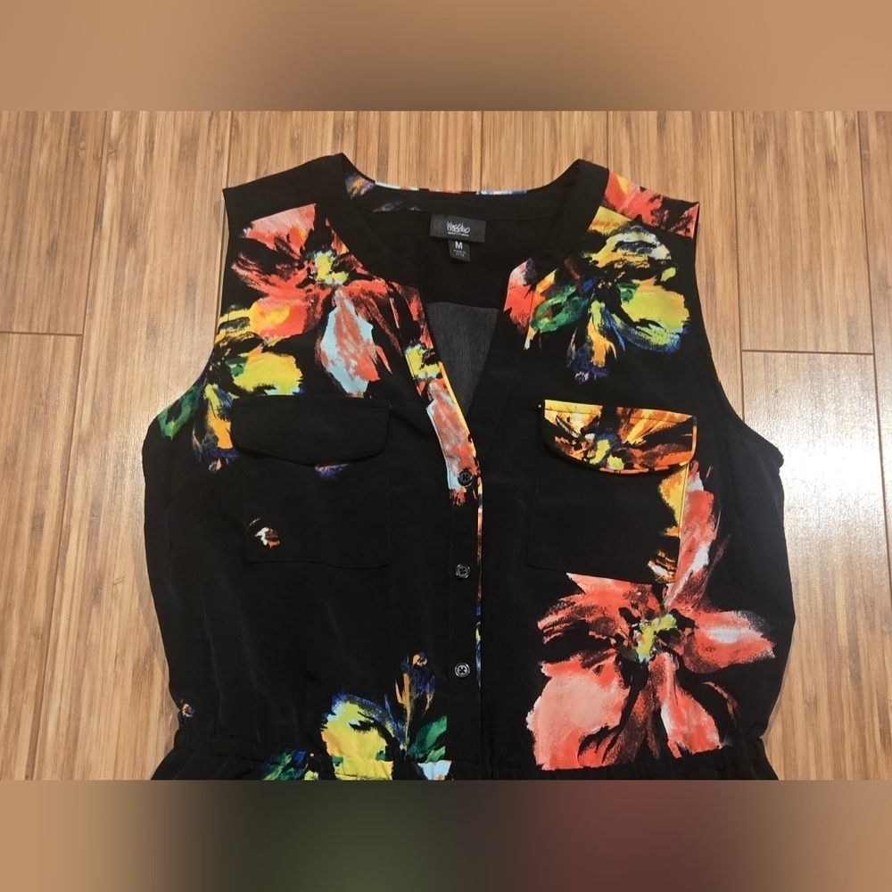 Mossimo Floral Sleeveless Dress - Black with Multicolor Accents - Picture 3 of 8
